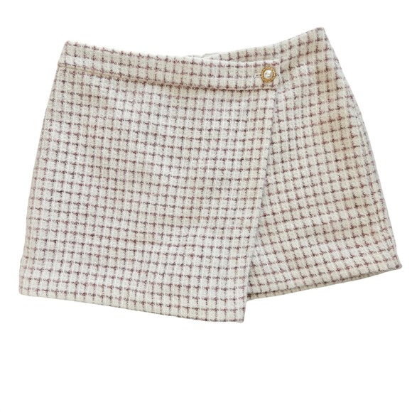 House of Harlow 1960 Pants - House Of Harlow Pink &‎ White Plaid Tweed Woven Mini Skort Size M